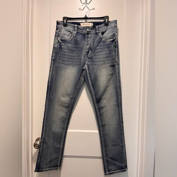 Stitches & Rivets Men's Stretch Distressed Jeans Low Rise Y2K Boot Cut 30/30 - Picture 2 of 11